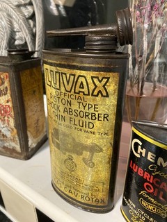 Vintage Luvax lucas c.a.v rotax shock absorber fluid garage tin