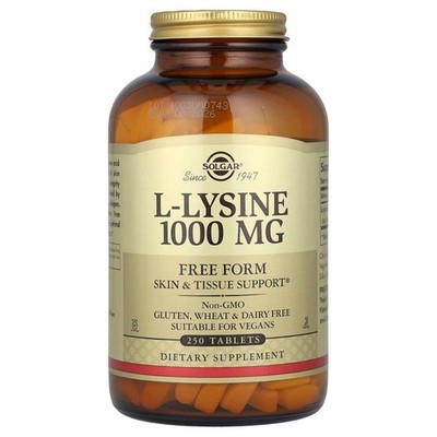 Solgar, L-Lysin, freie Form, 1.000 mg, 250 Tabletten