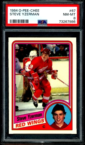 1984-85 OPC O PEE CHEE NHL #67 Steve Yzerman RC HOF PSA 8 NM-MT Rookie Redwings