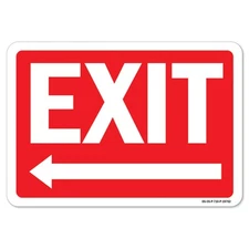 Exit with Left Arrow ANSI Caution Sign Metal Plastic Decal
