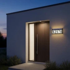 Lighted Outdoor Address Plaque - High Visibility LED Numbers for Home & Mailbox