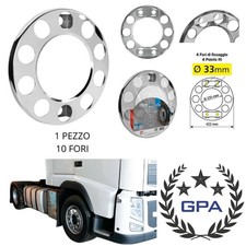 ANELLO COPRIMOZZO COPRI DADI CERCHI PER CAMION 10 FORI IN ACCIAIO INOX
