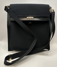 Authentic Gucci Black Canvas Leather Messenger Crossbody Bag Adjustable Strap