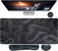 Mouse Pad with Wrist Rest 4PCS Desk Mat and Wrist Support for Keyboard Large ...