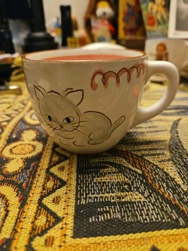Vintage 1950’s Pottery Kiddieware "Kitten Capers" Hand Painted  Cup
