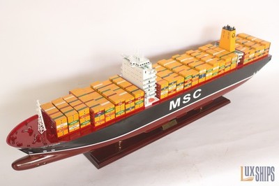 MSC Oliver Cargo Ship Wooden Model Handmade 103cm with lights Collectible