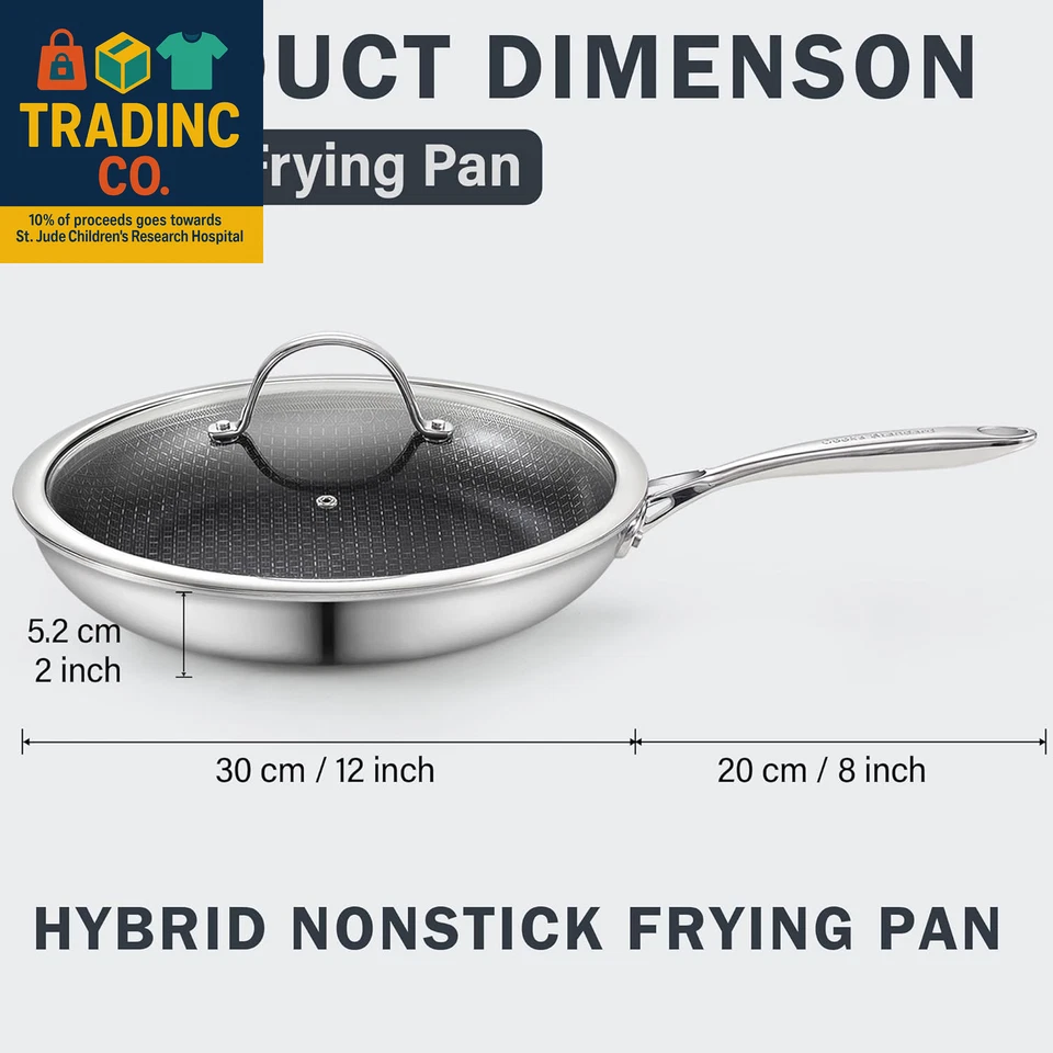 Hybrid Nonstick Frying Pan, 12-Inch Skillet, Multi-Ply Clad Stainless Steel Fry - Image 2 of 4