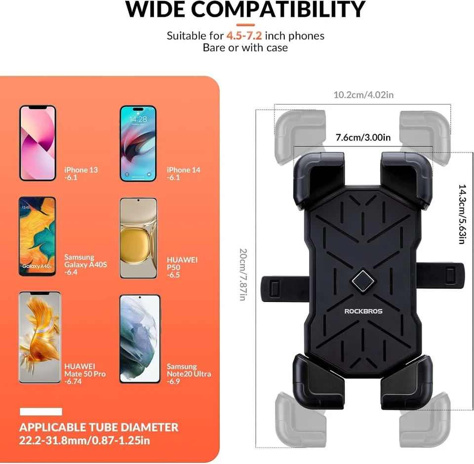 ROCKBROS Soporte para Teléfono Bicicleta Liberación Rápida MTB Bicicleta 360° Giratorio Soporte para Teléfono Foto 3 de 4