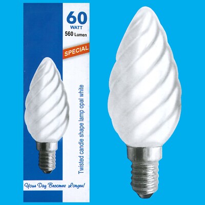 20x 60W Volta Opal gedrehte Kerze SES E14 kleine Edison Schraub Glühbirne Lampe