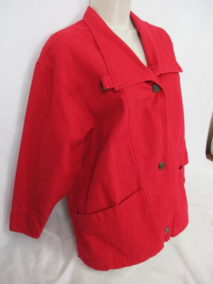 ВИНТАЖНЫЙ Eddie Bauer сарая Chore куртка женщин маленький красный джинсовой ткани Jean карманы Y2K 90-х - Изображение 2 из 4