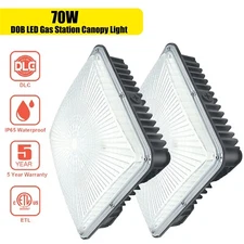 2PACK 70W Gas Station Light LED Canopy Light 5500K White Garage Lighting IP65