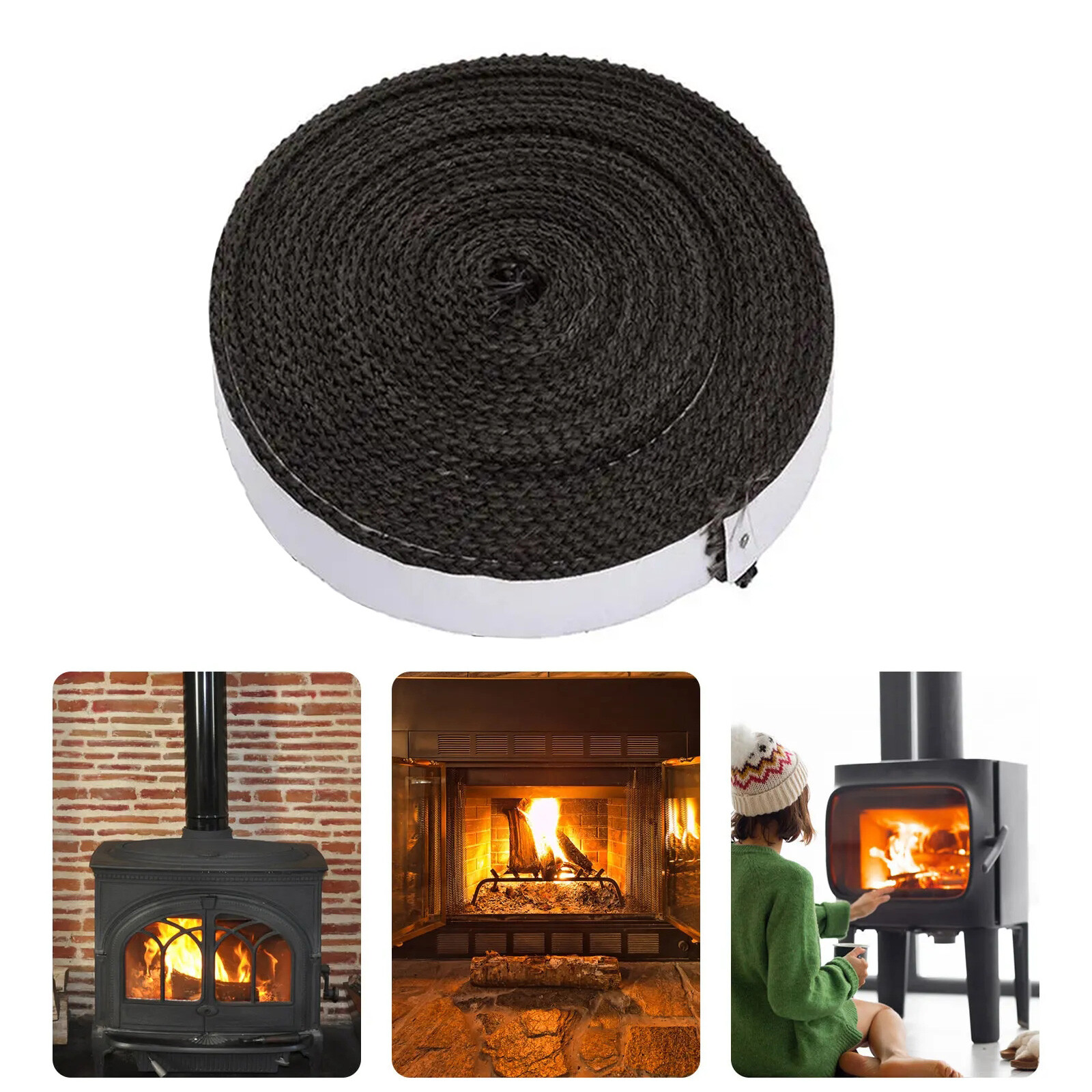 24M Black Rope Seal For Stove Fire Rope Wood Burner Log Burner Doors