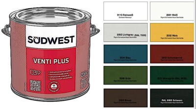 Südwest Venti Plus ''Farbtöne Pigrol Schwedenhaus Deckfarbe'' - Holz + Kunststoff