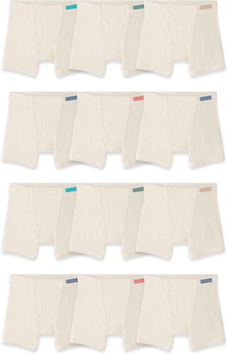 Fruit of the Loom Boys' 12 Pack Natural Cotton Boxer Briefs, Undyed and... - Afbeelding 1 van 6