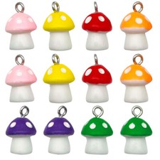 10pcs 3D Resin Mushroom Pendants   Colorful Charm for DIY Jewelry Making 11 17mm