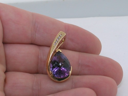 Amethyst Anhänger 585 Gelbgold 14Kt Gold natürlicher Amethyst 5 Brillanten