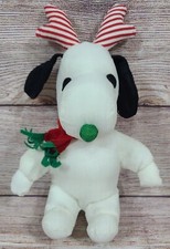 Peanuts Plush Reindeer SnoopyStuffed Animal Toy Christmas Holiday White Black 6"