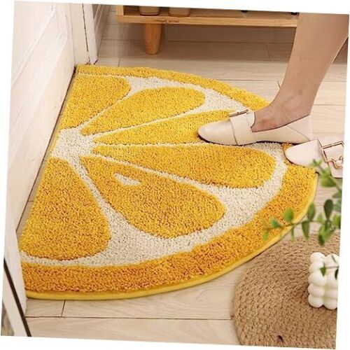 Cute Half Round Fruit Rug Home Decor Cozy Soft Half Circle 20x31.5inch Yellow