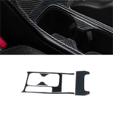 For Honda Civic Coupe 2013-2015 Carbon Fiber Car Center Cupholder Cover Trim 4*