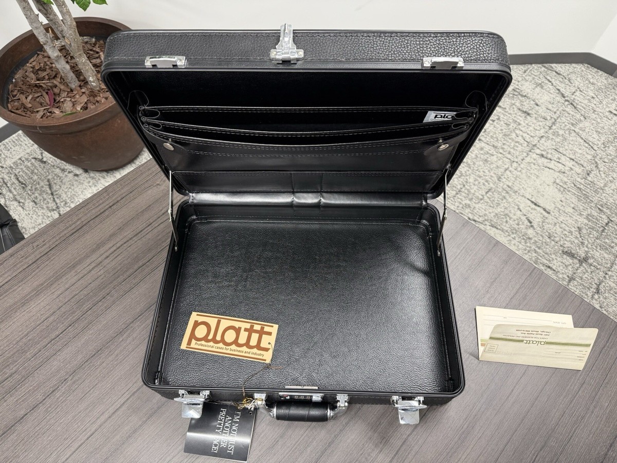 Platt Presto Lock Briefcase 1980's Made in USA Black BRAND NEW