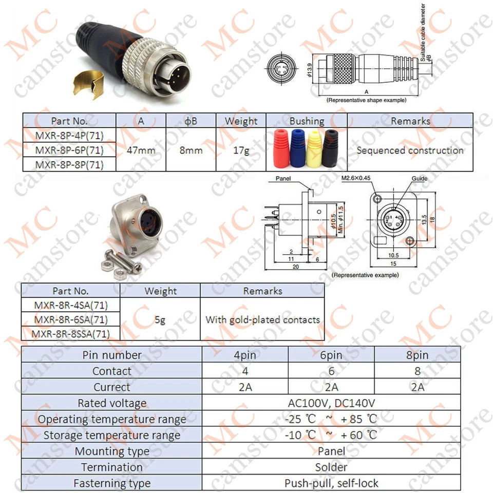Compatible with Hirose Electrical Connector MXR-8P-8P 4 6 8 pin Male and Female - Image 2 of 4