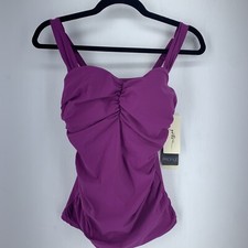 Profile By Gottex Swimsuit 36D Underwire Tankini Top Warm Viola NEW