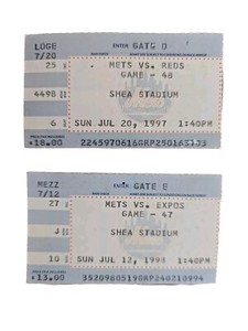 1997 & 1998 SHEA STADIUM NY METS VS CINCINNATI REDS TICKET STUBS