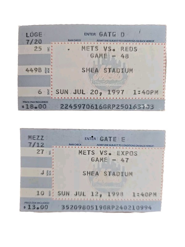 1997 & 1998 SHEA STADIUM NY METS VS CINCINNATI REDS TICKET STUBS