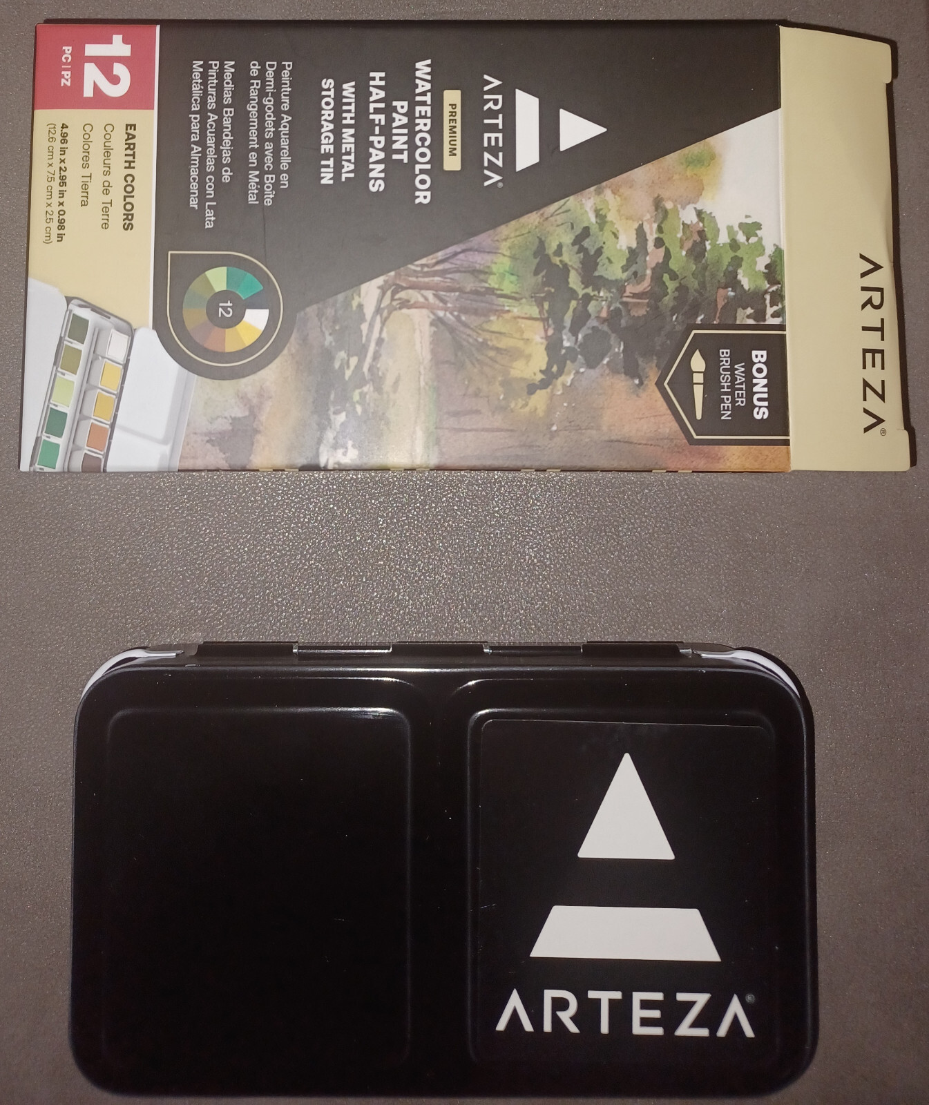 NEW Arteza Earth Colors Watercolor Paints Half Pan Set - 12 PC (ARTZ-4515)