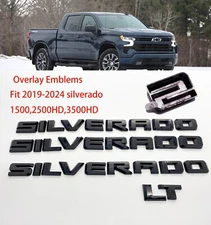 Gloss Black Overlay Emblem Fit 2019-2024 Chevrolet Silverado 1500 LT