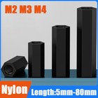 Nylon Female-Female M2 M3 M4 Hex Spacer Thread Pillar Black PCB Studs Standoff