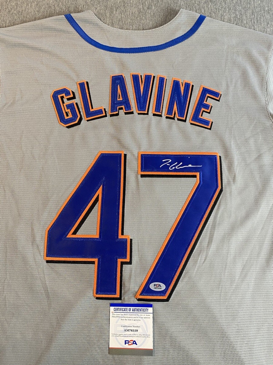 NEW YORK METS- TOM GLAVINE AUTOGRAPH #47 GREY MAJESTIC JERSEY PSA
