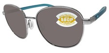 Costa Del Mar Egret Brushed Silver Frame Gray 580 Plastic Polarized Lens