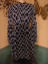 Michael Kors S Shore Blue sheer long sleeve lined button front dress NWT $165