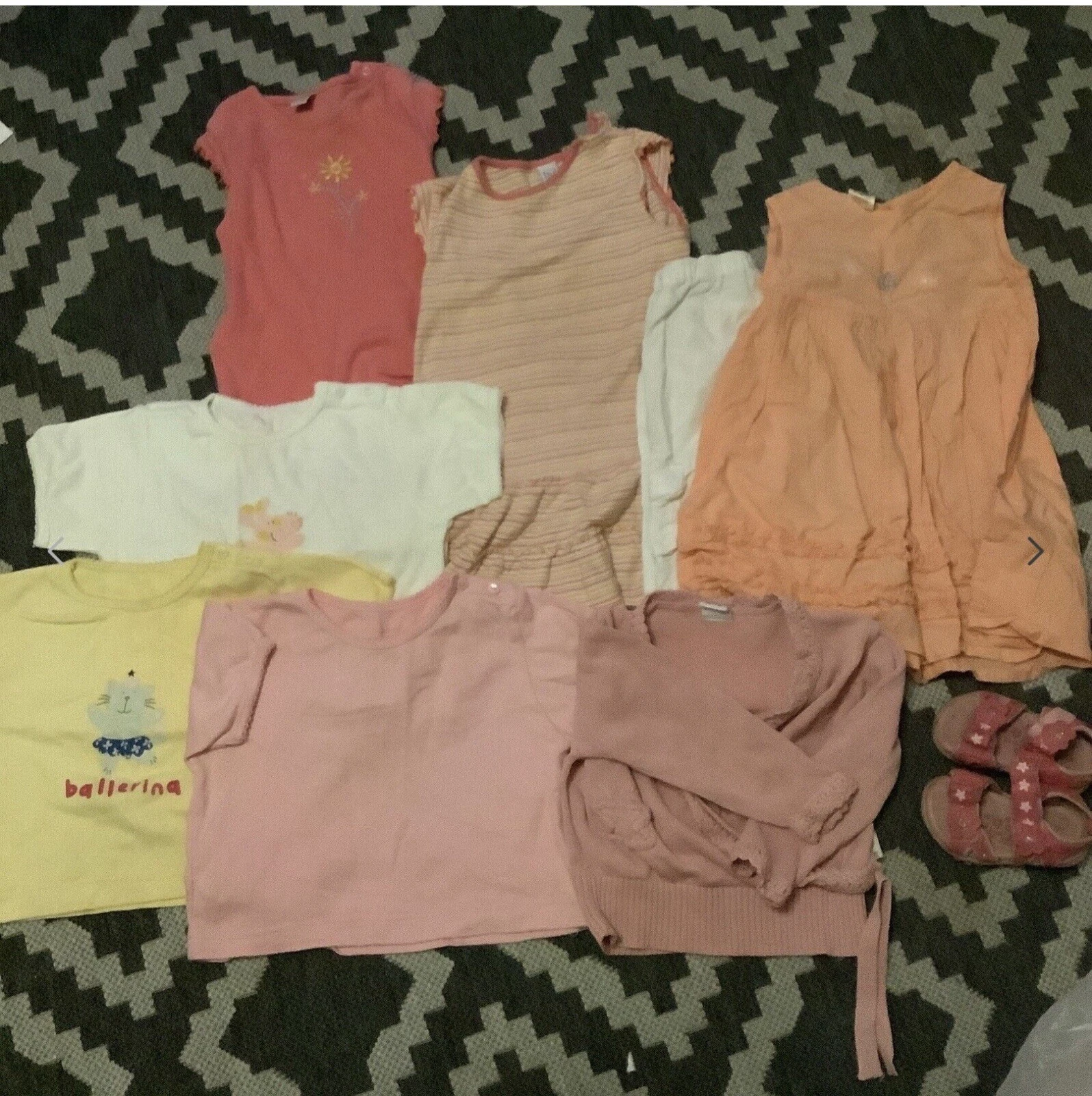 Baby Girls Clothes Clothing Bundle Age 12-18 Months 9 Items Dress Shoes T-shirts