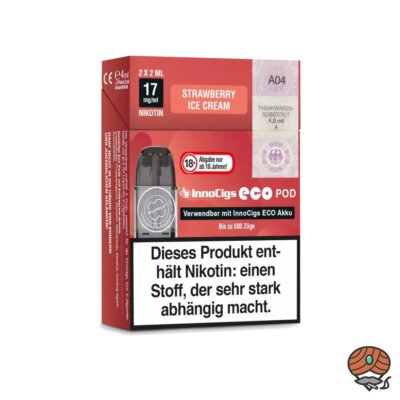 InnoCigs eco POD Strawberry Ice Cream 17mg/ml Nikotin à 2 Pods