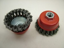 Wire brush cup brush 75mm twist knot angle grinder Pack 2, M14 thread heavy duty