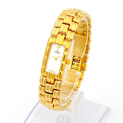 Vintage FENDI 670L Orologi Gold Quartz White Dial Women's Watch
