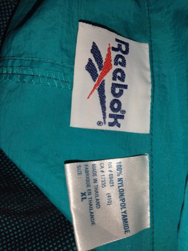 Reebok Vintage Windbreaker Wind Jacket Men's XL Teal Green & Black Full Zip Vent - Picture 13 of 17