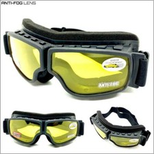 MOTORCYCLE Riding Padded Safety Protective GOGGLES Anti-Fog Lens Fit Over Helmet