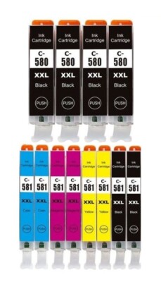   12 Patronen PGI-580 + CLI-581 XXL für Canon TS6240 TS6241 TS6250 TS6251 TS6300