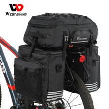 WEST BIKING 3 in 1 Bicycle Trunk Bag Waterproof Bike Rack Pack Bag Pannier Black