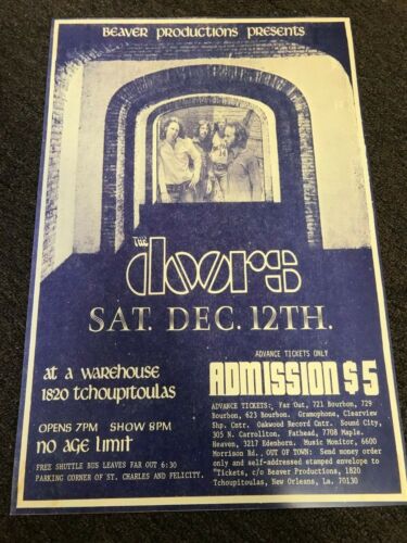The Doors 1970 New Orleans Jim Morrison Last Show Cardstock Concert Poster 12x18