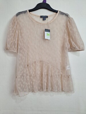 Primark Damen Gr. Medium Kurzarm Blumenmuster Oberteil Bluse Neu