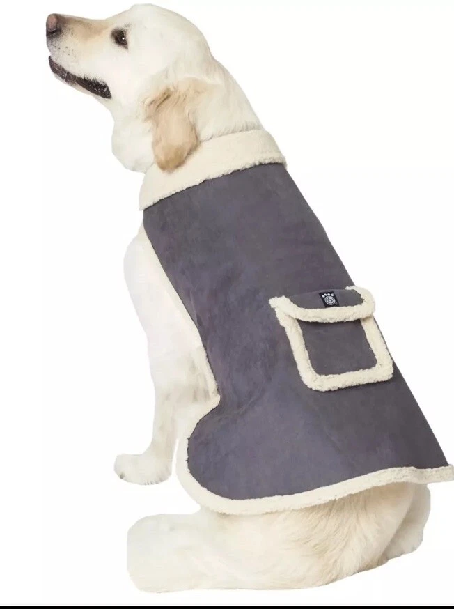 Chaqueta de bombardero de gamuza sintética Petrageous Acadia abrigo gris para perro... XLarge 65-95 lb. Foto 3 de 3