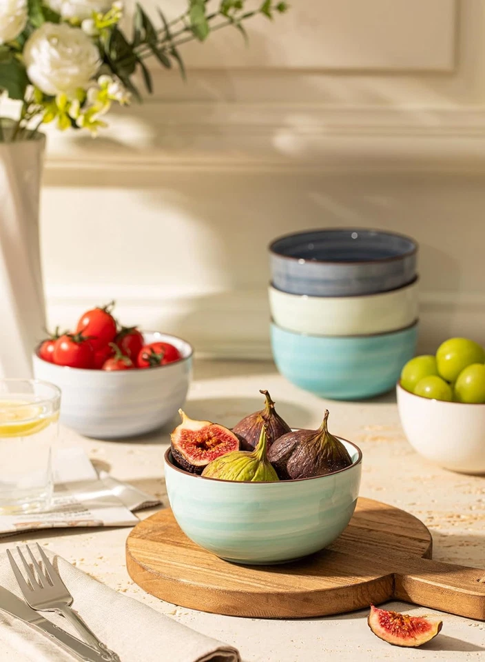 Sweese Ice Cream Bowls - Juego de 6 tazones de postre de 10 OZ, tazones de cerámica azul Foto 4 de 4