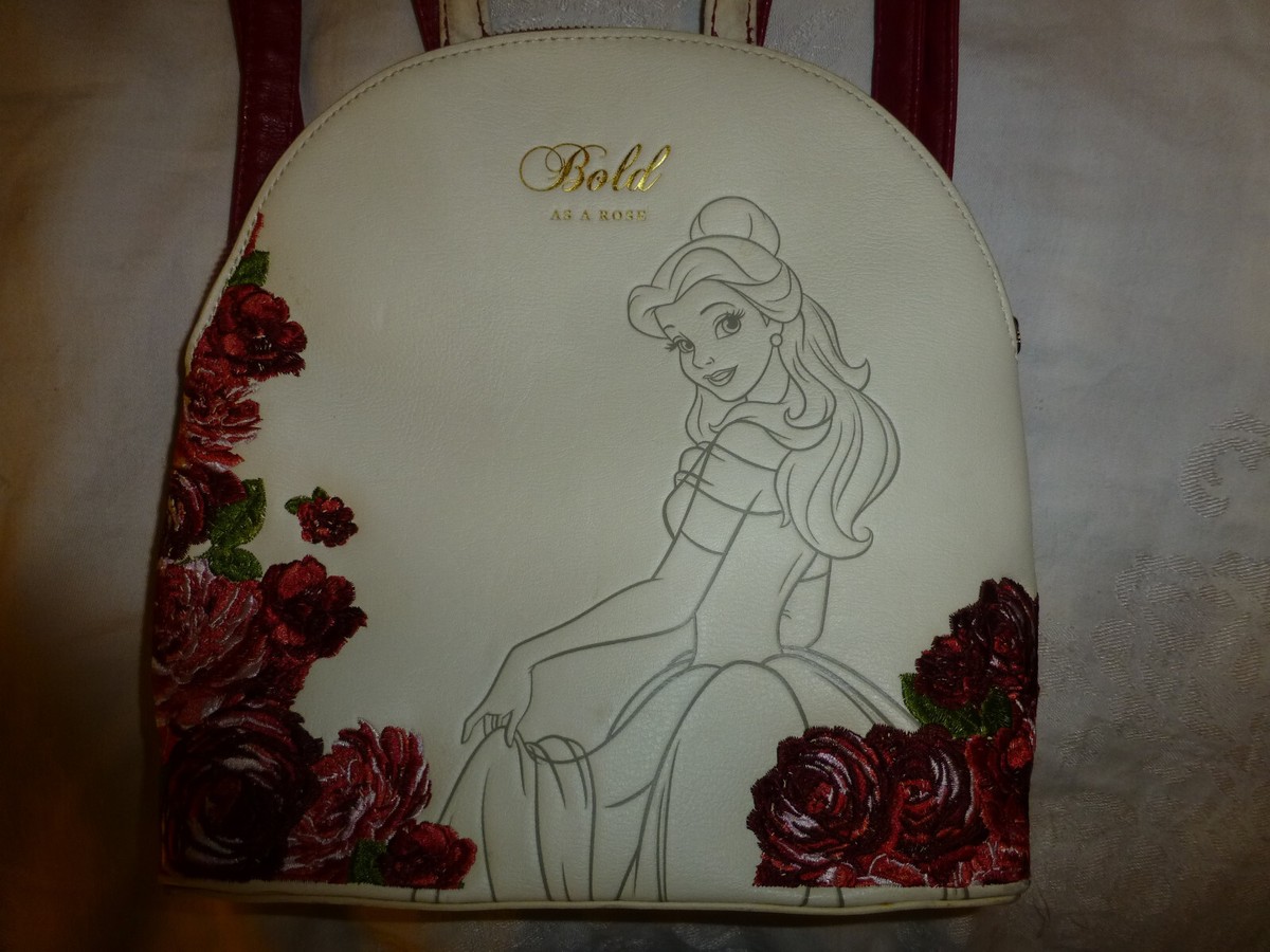 VTG Loungefly Belle Bold As A Rose Backpack Disney Beauty 