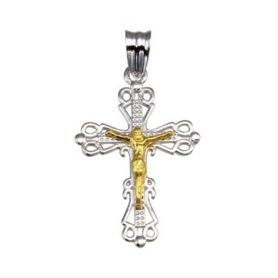 Sterling Silver Crucifix Cross Two Tone Pendant | eBay