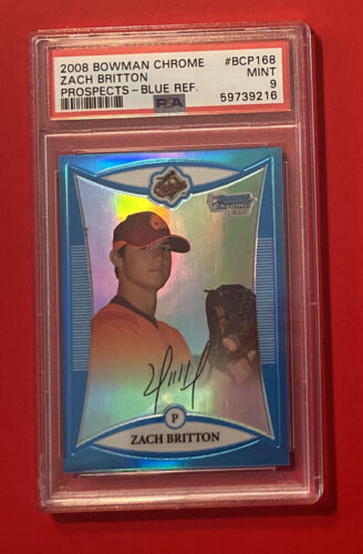 2008 Bowman Chrome Blue Refractor Zach Britton /150 Rookie Prosect BCP168 PSA 9 - Bild 3 von 3