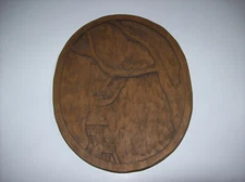 Vintage ORIGINAL Naïve Art Folk Art Carved Wood Plaque, CAT IN TREE, signed